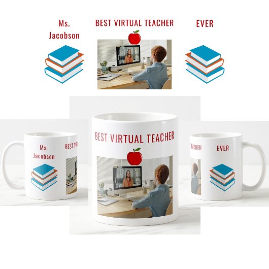 Best Virtual Teacher je Individuelle Name Foto Boo Kaffeetasse