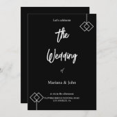 Best White and Black Simple Formal Chic Hochzeit Einladung (Vorne/Hinten)