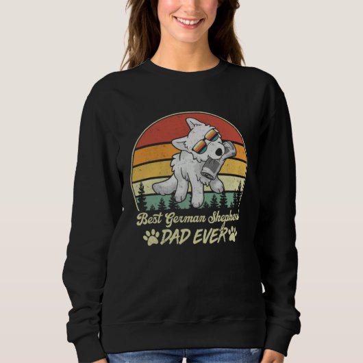Best White German Shepherd Dad Ever Retro Dog Fath Sweatshirt (Vorderseite)