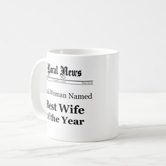 Best Wife of The Year Newspaper Front Mug Kaffeetasse (Vorderseite Links)