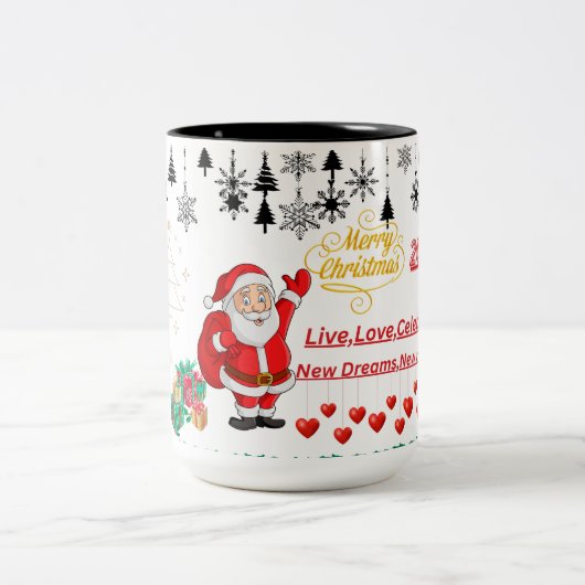 Best Wishes New Year Cup Zweifarbige Tasse (Mittel)