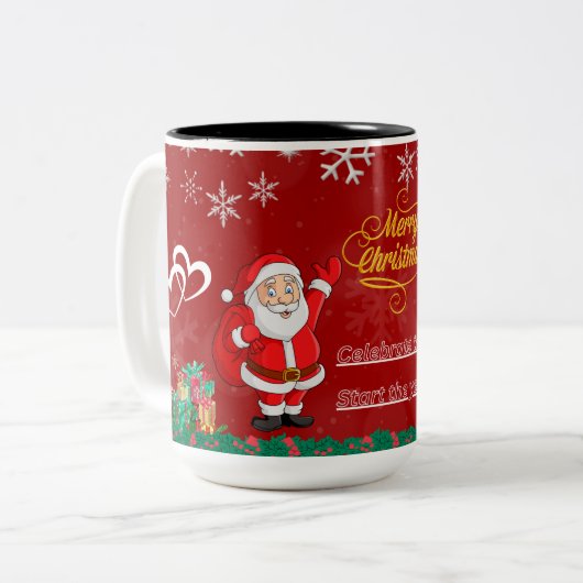 Best Wishes New Year Cup Zweifarbige Tasse (Vorderseite Links)