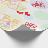 Best Wishs Wrapping Paper - Herz und Pastelle Gesc Geschenkpapier (Ecke)