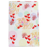 Best Wishs Wrapping Paper - Herz und Pastelle Gesc Mittlere Geschenktüte (Vorderseite)