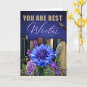 Best Writer Book Theme Greeting Card for an Author Karte (Gelbe Blume)