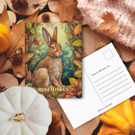 Best wünscht Boho Fall Forest Rabbit Postkarte