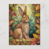 Best wünscht Boho Fall Forest Rabbit Postkarte (Vorderseite)