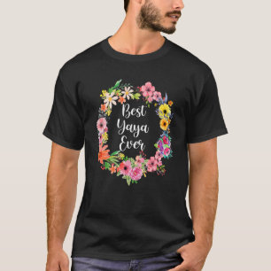 Best Yaya jemals Women Floral Decoration Yaya T-Shirt