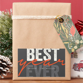 Best Year Ever Handwriting Script Moderner Urlaub Rechteckiger Aufkleber