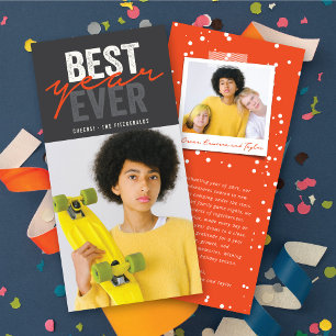 Best Year Ever Handwriting Script Modernes Foto Feiertagskarte