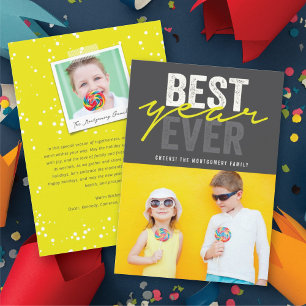 Best Year Ever Handwriting Script Modernes Foto Feiertagskarte