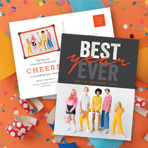 Best Year Ever Handwriting Script Modernes Foto Feiertagspostkarte