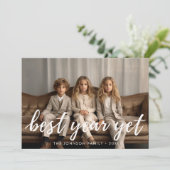 Best Year yet Calligraphy Foto Feiertagskarte (Stehend Vorderseite)