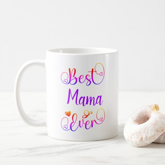 Best Your Text je Typografy Script Ombre Farben Kaffeetasse (Mit Donut)