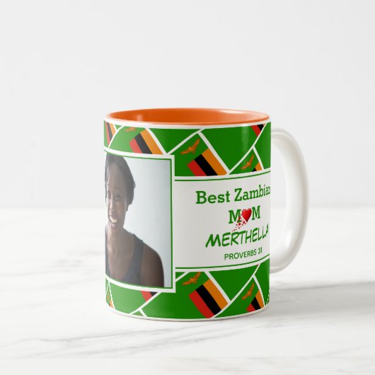 BEST-ZAMBIAN-MAMA Personalisiertes ZAMBIA-FLAG-Fot Zweifarbige Tasse (VorderseiteRechts)