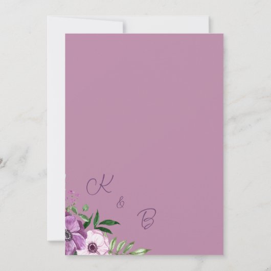 Bestand an der Bar Lila-rosa-Blume-Partnerin Einladung (Rückseite)