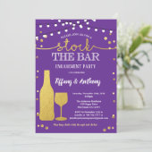 Bestand an lila und goldenen Bar Einladung (Stehend Vorderseite)