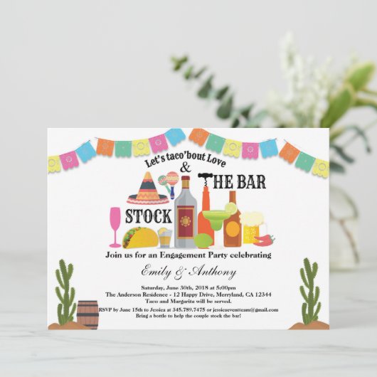 Bestand der Bar-Einsatzpartei Taco Fiesta Einladung (Stehend Vorderseite)