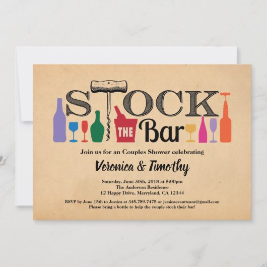 Bestand Die Vintage Einladung des Bar (Vorderseite)