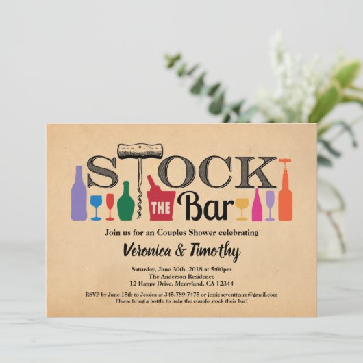 Bestand Die Vintage Einladung des Bar (Stehend Vorderseite)