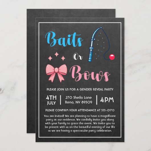 Bestandsaufnahme bei Baits oder Bows Einladung (Vorne/Hinten)