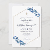 Bestätigung Blaues Blattwerk Einladung (Vorderseite)