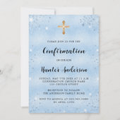 Bestätigung Blue Boy elegante Skript Luxus Einladung (Vorderseite)