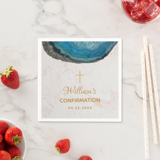 Bestätigung Boy Blue Geode Gold Cross Marmor Serviette (Beispiel)