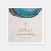 Bestätigung Boy Blue Geode Gold Cross Marmor Serviette (Vorderseite)