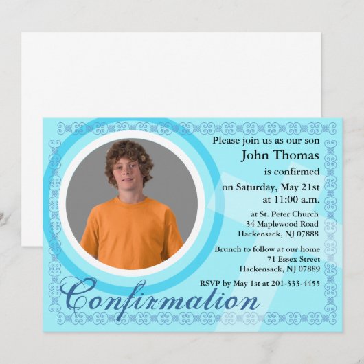 Bestätigung Boy Einladung Blau (Vorne/Hinten)