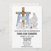 Bestätigung Celebration Wasserfarbe Taubenkreuz Einladung (Vorne/Hinten)