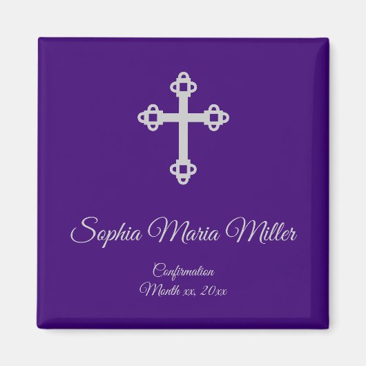 Bestätigung Cross Magnet - Lila und Silber (Vorne)