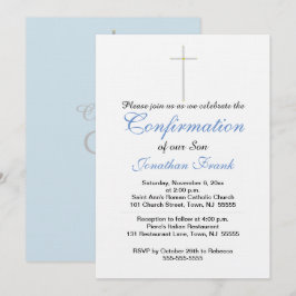 Bestätigung Cross Son Blue Gray Einladung