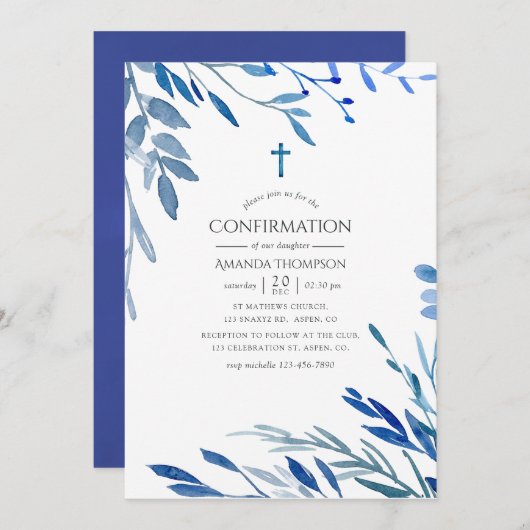 Bestätigung der Blätter für die Aquarellnavy Einladung (Vorne/Hinten)