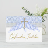 Bestätigung der Blue-and-Gold-Cross-Boys Einladung (Stehend Vorderseite)