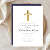 Bestätigung der Blue Religious Cross Boy Einladung