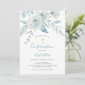 Bestätigung der Blue Water Color Blume Einladung (Stehend Vorderseite)