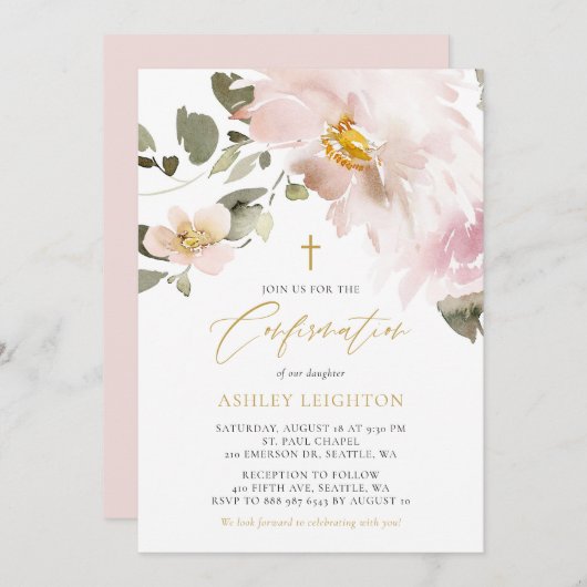 Bestätigung der Blume für weibliche Wasserfarben Einladung (Vorne/Hinten)