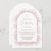 Bestätigung der Blume in weißem Rosa Einladung (Vorne/Hinten)