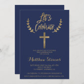 Bestätigung der dunkelblauen Typografie durch die Einladung (Vorne/Hinten)