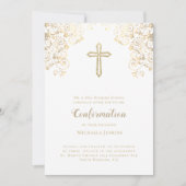 Bestätigung der eleganten White Gold Bible Verse Einladung (Vorderseite)