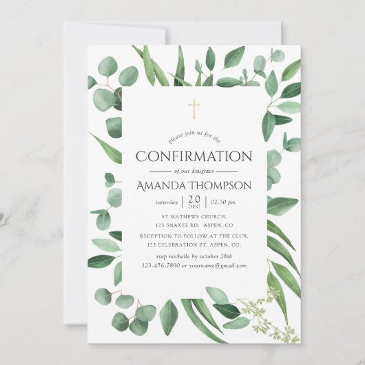 Bestätigung der Eukalyptus Greenery Einladung (Vorderseite)