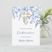 Bestätigung der französischen Blauen Wildblumen Einladung (Stehend Vorderseite)