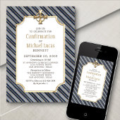 Bestätigung der Gold-Navy-Stripes-Bestätigung für  Einladung