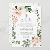Bestätigung der rosa Blumenrahmen Einladung (Vorne/Hinten)