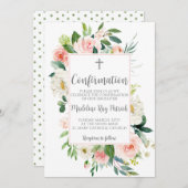 Bestätigung der rosa Blumenrahmen Einladung (Vorne/Hinten)