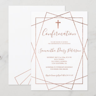 Bestätigung der Rose mit goldenem geometrischem we Einladung