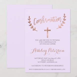 Bestätigung der Rose mit Goldtypografie Einladung