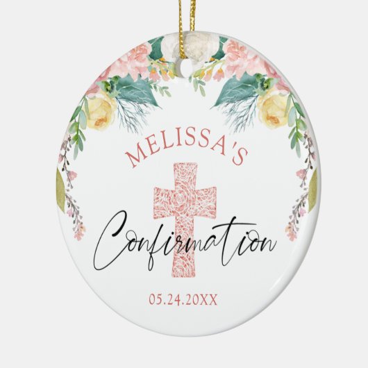 Bestätigung der Wasserfarben Blütenrot Rosa Kreuz Keramik Ornament (Links)