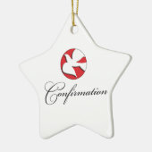 Bestätigung der weißen Taube im roten Kreis Keramikornament (Links)